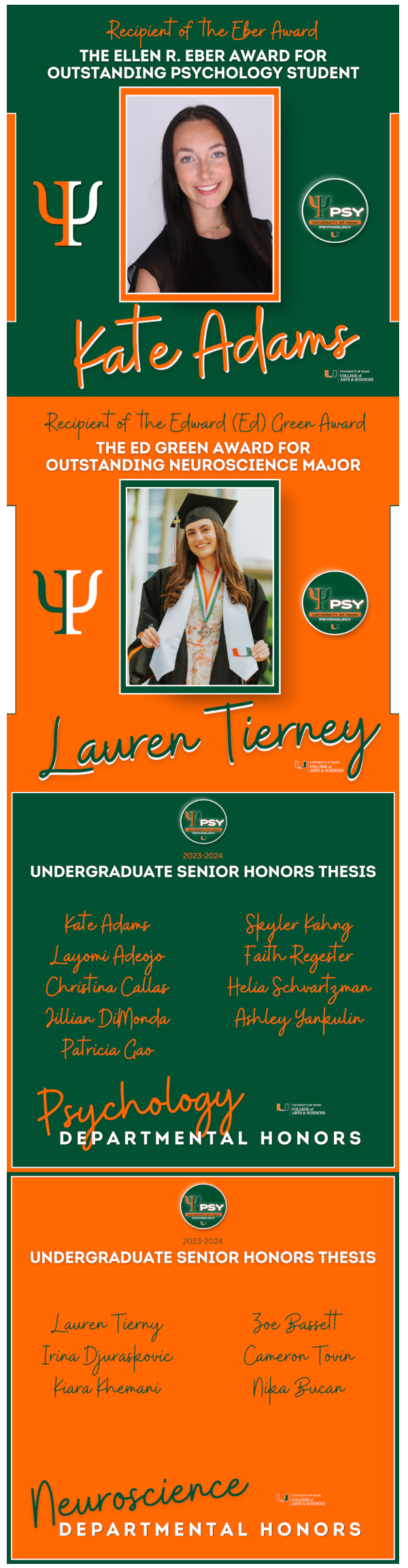 2024 UM Psychology Undergraduate Senior Awards